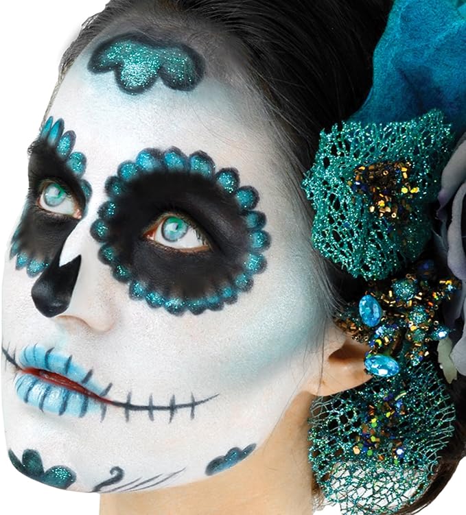 Loftus International Woochie Day of The Dead Sugar Skull Complete 10Pc 23G Makeup Kit, Teal Novelty Item - sugar skull makeup