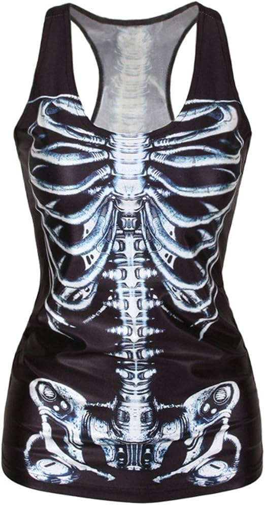 Dreamskull Women Sugar Skull Printed Camisole Racerback Sleeveless T Shirt Vest Tank Tops - skull tank tops
