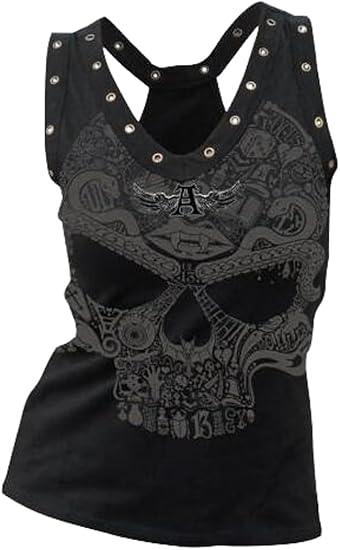 Fensajomon Skull Shirt for Women Sleeveless Printed Loose Workout Tank Top