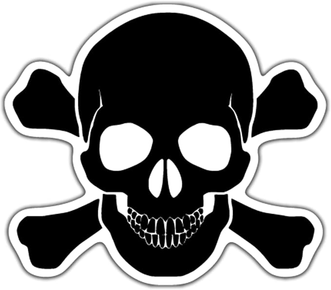 Skull and Cross Bones Vinyl Decal Sticker | Cars Trucks Vans Walls Laptops Cups | Black | 5.5 inches | KCD1277