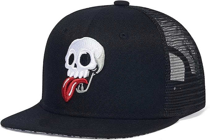 Quanhaigou Snapback Hat for Men Women,Hip Hop Style Colorful Flat Bill Hats Teens Adjustable Baseball Cap - skull hat