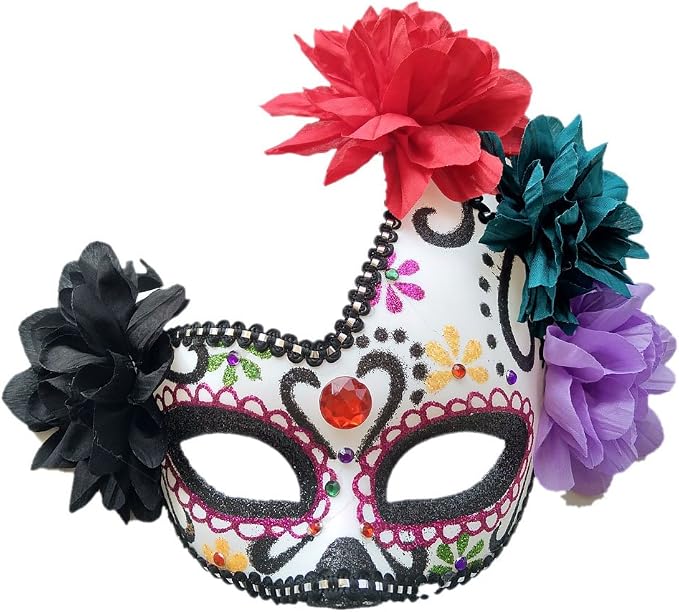 Coolwife Women’s Masquerade Mask Mexican Day Of The Dead Sugar Skull Eyemask Masque Fancy Dress