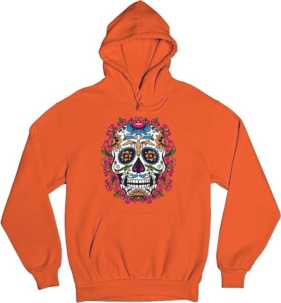 Tee Hunt Floral Sugar Skull Day of The Dead Hoodie Dia de Los Muertos Calavera Sweatshirt - skull hoodie