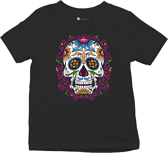 Floral Sugar Skull Day of The Dead Youth T-Shirt Dia de Los Muertos Calavera - skull tshirt