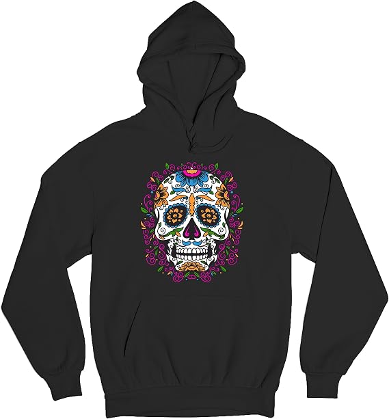 Tee Hunt Floral Sugar Skull Day of The Dead Hoodie Dia de Los Muertos Calavera Sweatshirt - skull hoodie
