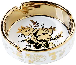 4'' Ceramic Titanium Plating Tabletop Ashtray,Cute Cigarette Ashtray for Indoor or Outdoor Use, Vintage Desktop Smoking Gold Ash Tray for Home Office Decoration (4''-1 PACK) - skull ashtray
