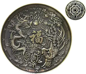 OTOFY Exquisite Tibet Buddha Eight Treasures Incense Burner Holder Incense Cones/Stick/Coil Incense Holders Home Decor Gift (Dragon Phoenix) - skull incense burner