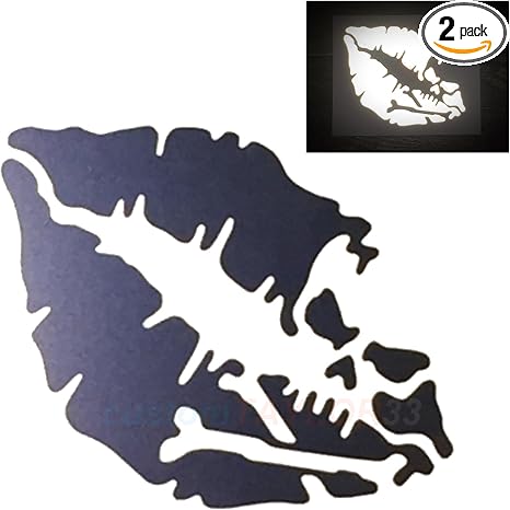 customTAYLOR33 High Intensity Reflective Vinyl Death Kiss Skull Crossbones Lips Decal Bumper Sticker - Cars, Motorcycles, Helmets, Wind Screens, laptops, cellphones, (Black, 3 inch Wide, Pair) - skull sticker