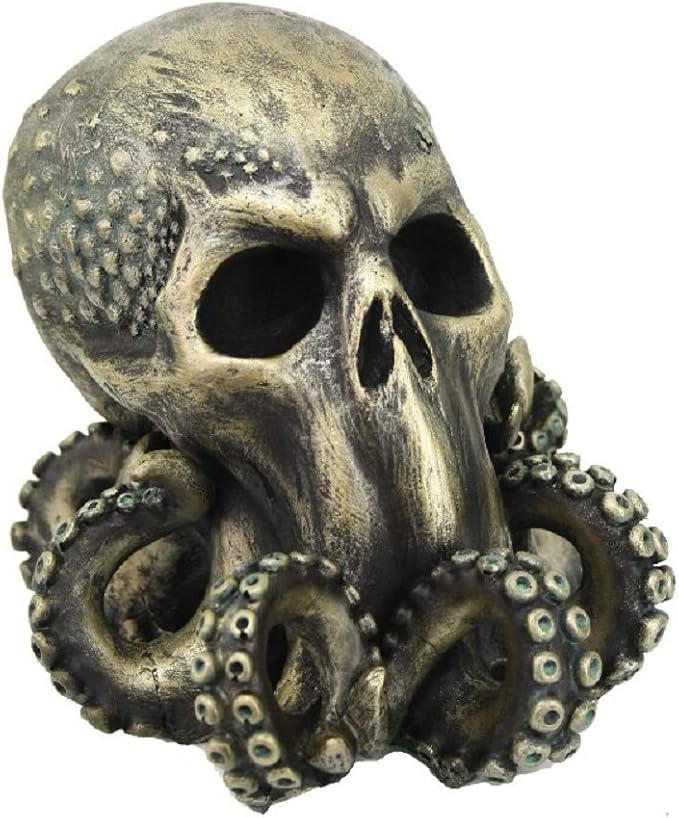 Pacific Giftware Cthulhu Skull Collectible Figurine Antique Bronze Finish 6 Inch Tall - skull figurine