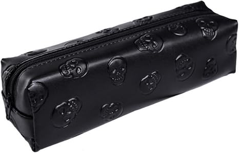 Aisa Fashion Glossy Hologram Laser Cosmetics Storage Bag Emboss Skull Pencil Case Holder Stationery Box Skull - skull suitcase