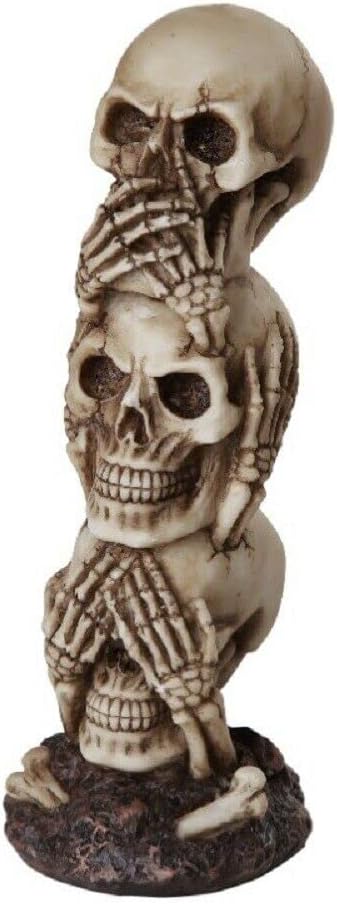 Pacific Giftware See No Evil Hear No Evil Speak No Evil Stacked Skull Figurine Tower Gothic Tabletop Decor 7.5 H