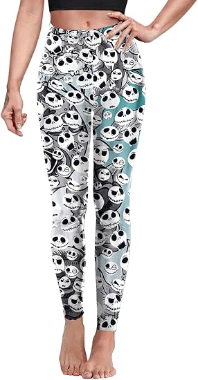 Sister Amy Women's Halloween Pumpkin Skulls Printed Ankle Elastic Tights Legging Halloween - skull leggings