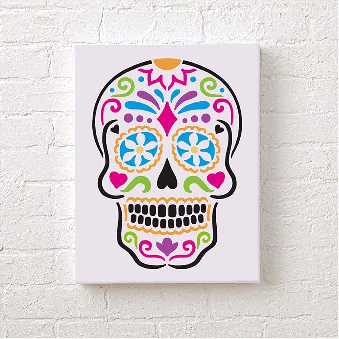 Sugar Skull Wall Art Stencil - Trendy Stencils for DIY Home Decor - by Cutting Edge Stencils … (Large) - skull sticker