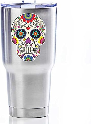 Sugar Skull Sticker Small Day of The Dead Decal by Megan J Designs™ - Laptop Car Vinyl Tumbler Sticker - skull sticker