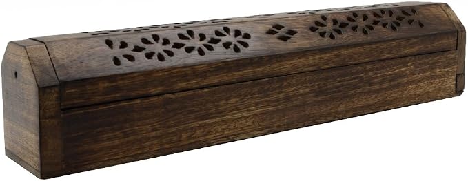 Wooden Coffin Incense Stick Cones Burner and Sticks Holder Box - skull incense burner