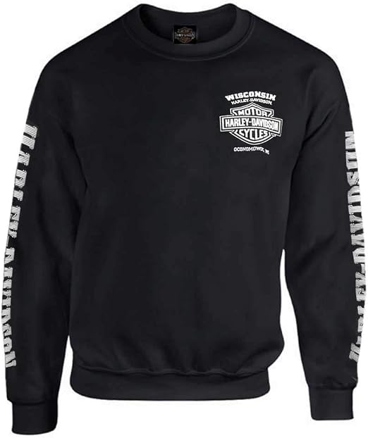 Harley-Davidson Men's Lightning Crest Fleece Pullover Sweatshirt, Black - skull sweatshirts
