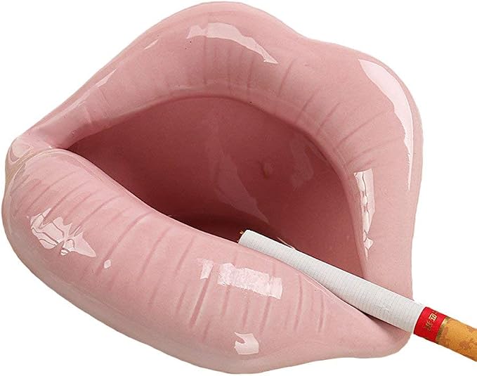 Ceramic Cigarette Ashtray Lips Style Fashion Home Decor（ Pink ） - skull ashtray