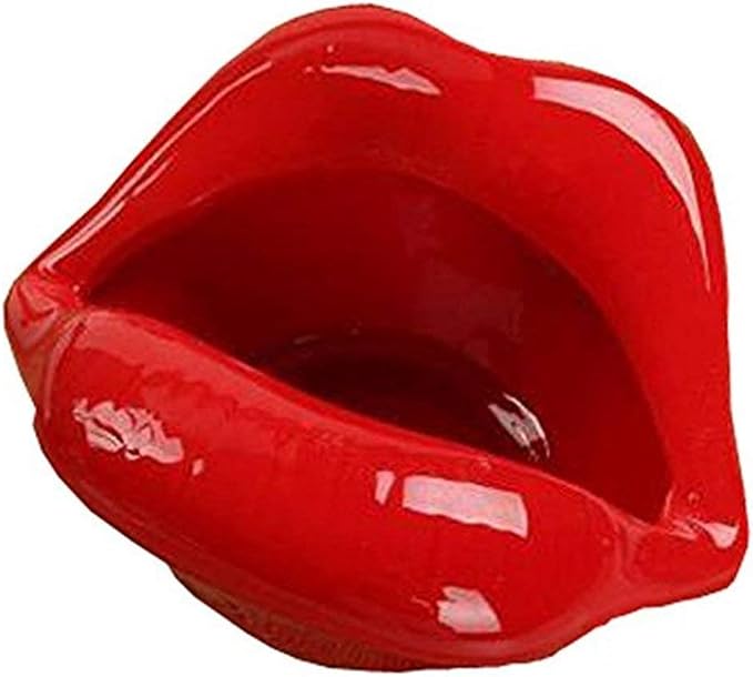 Ceramic Cigarette Ashtray Lips Style Light Red Fashion Home Decor - skull ashtray