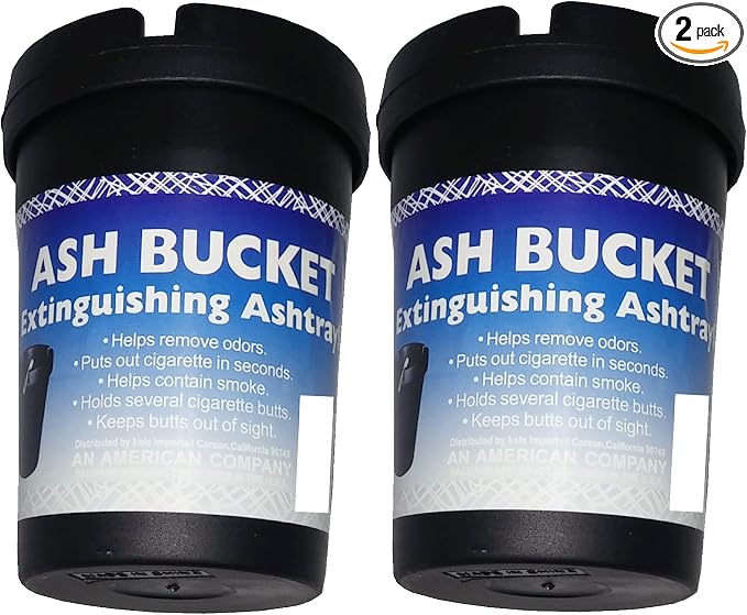 2 Pack Extinguishing Car Cigarette Ashtray Butt Bucket Portable Ashtray Smoking Accessory Auto Truck Home Office Beach Black - skull ashtray