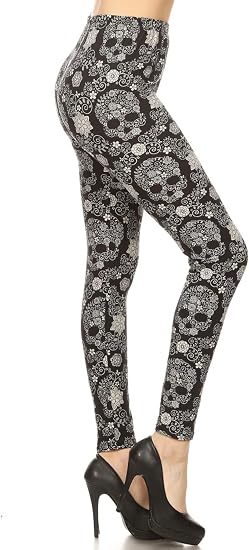 Leggings Depot Women’s High Waisted Skull & Halloween Print Leggings
