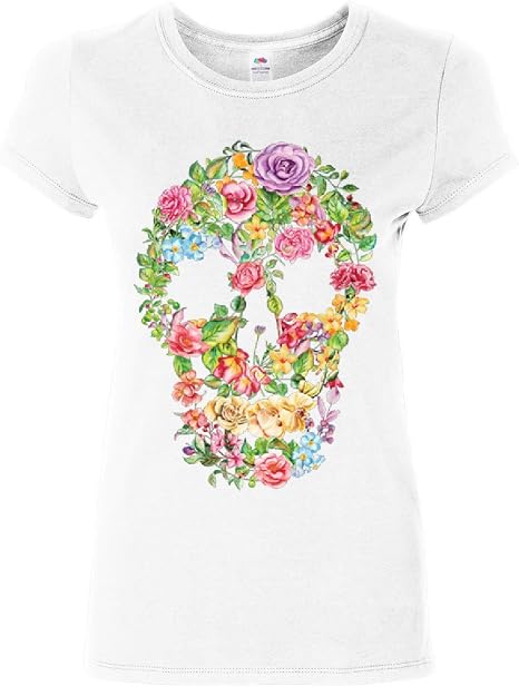 Flower Skull Women's T-Shirt Sugar Skull Calavera Dia de Los Muertos Shirt - skull tshirt