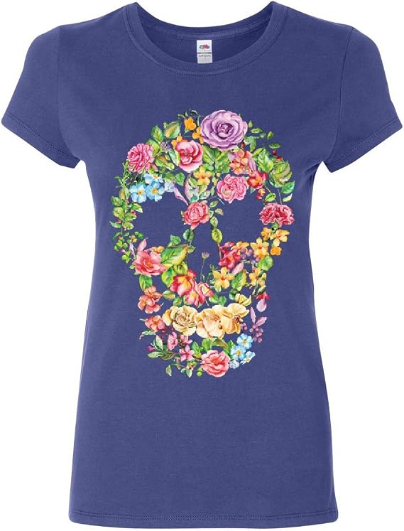 Flower Skull Women's T-Shirt Sugar Skull Calavera Dia de Los Muertos Shirt - skull tshirt
