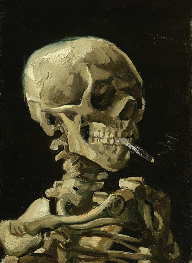 Palace Learning Vincent Van Gogh (Skull with Cigarette, 1885) Art Poster Print - 18" x 24" LAMINATED - Van Gogh Skeleton - skull wall art