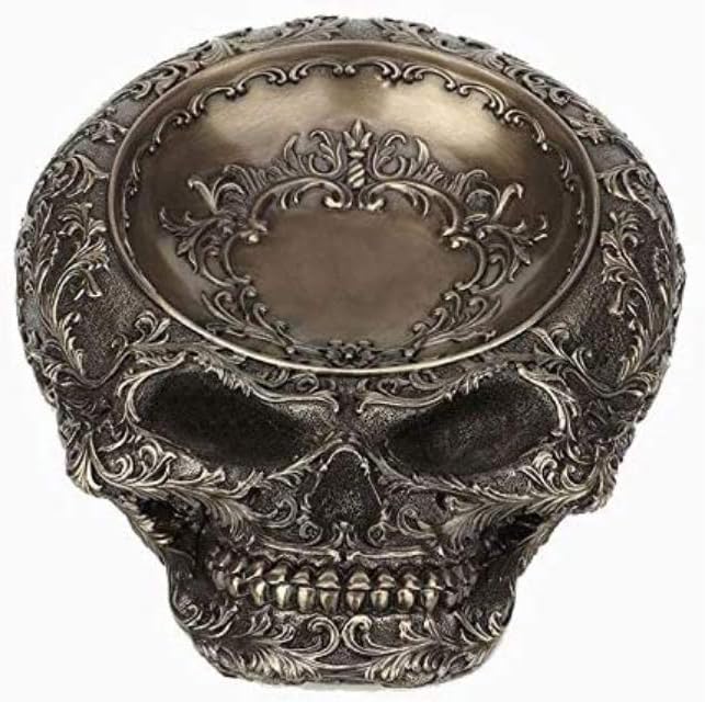 Veronese Design Antiqued Bronze Finish Human Skull Decorative Dish - skull plate