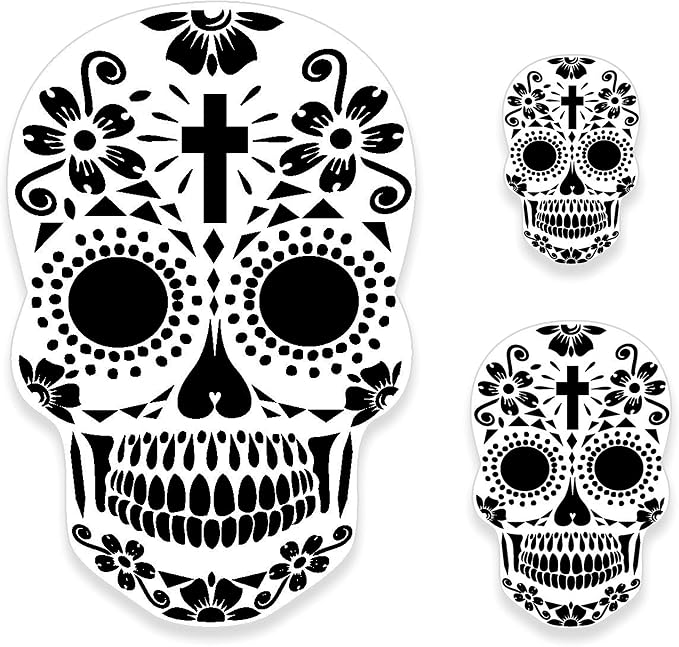 Custom Shop Airbrush Sugar Skull Day of The Dead Stencil Set #15 - skull painting