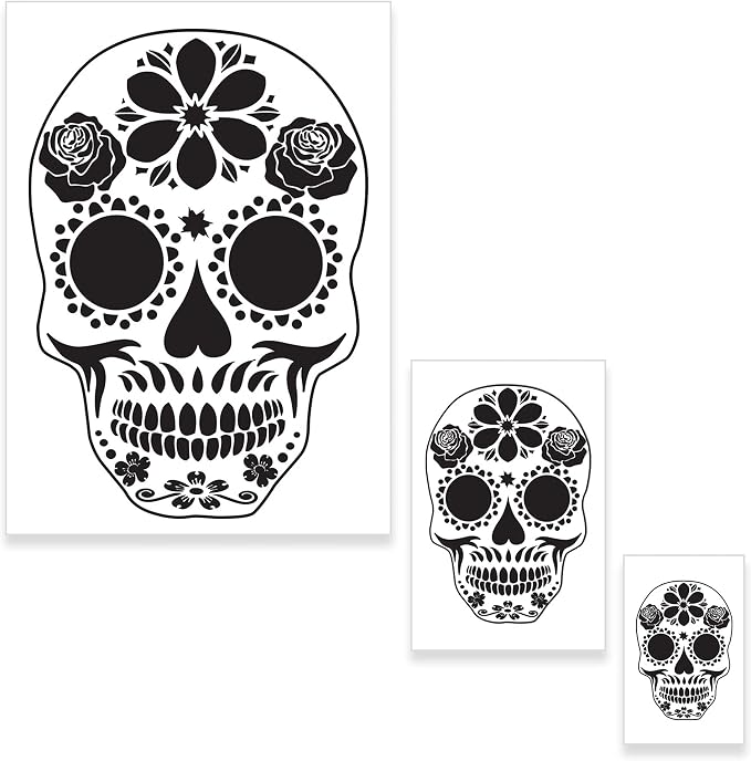 Custom Shop Airbrush Sugar Skull Day of The Dead Stencil Set #14 - skull painting
