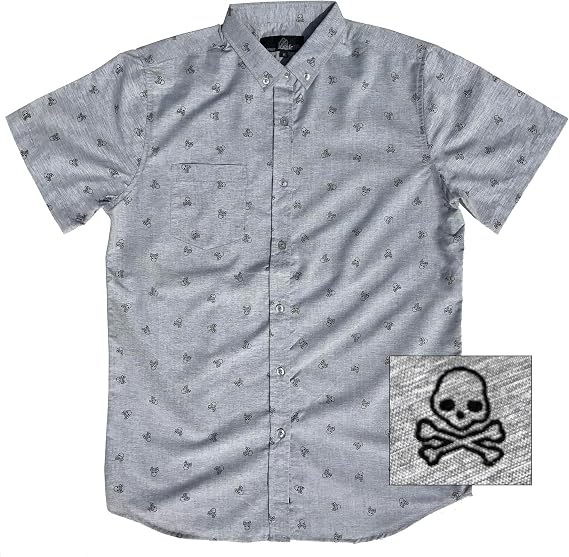Molokai Surf Button Down Slim Fit Hawaiian Short Sleeve Shirts - sugar skull dress