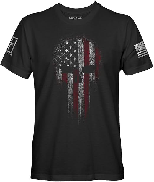 Fantastic Tees USA American Skull Men's Patriotic T-Shirt - skull tshirt