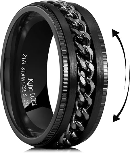 King Will 316L Stainless Steel Fidget Ring for Men Women Size 4-16