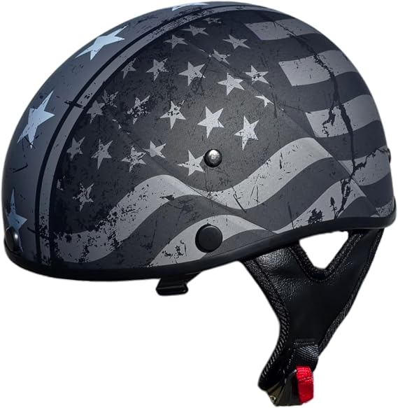 Vega Warrior Motorcycle Half Helmet with Sunshield/Adjustable Size Dial DOT Half Face Skull Cap for Bike Cruiser Chopper Moped Scooter ATV - skull helmet