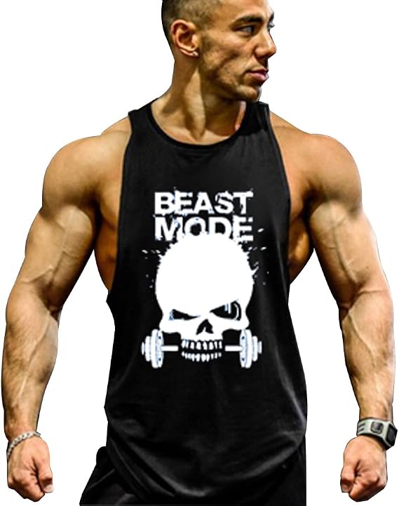 GZXISI Mens Skull Print Stringer Bodybuilding Gym Tank Tops Sleeveless Workout Shirt Fitness Vest - skull tank tops