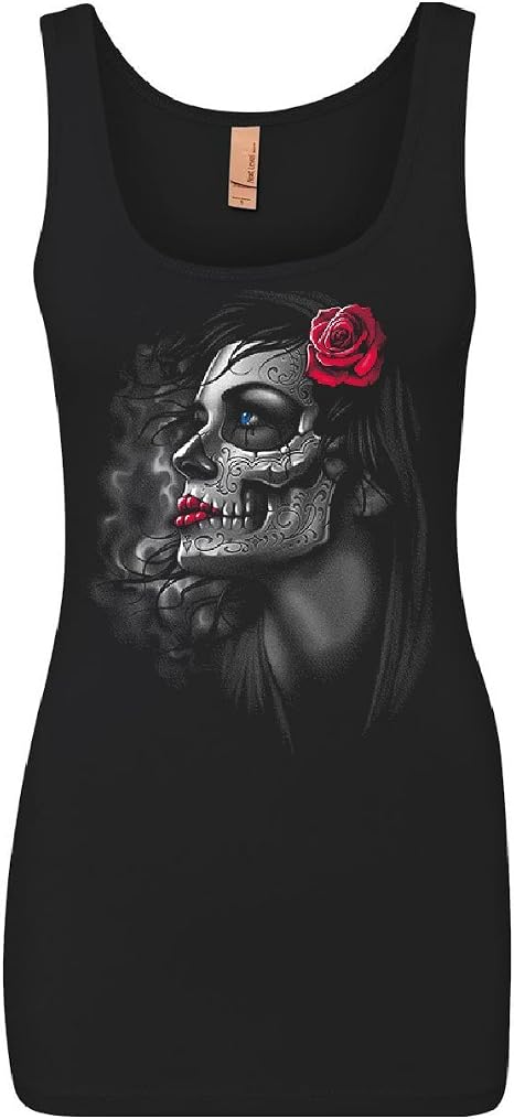 Day of The Dead Girl Women's Tank Top Skull Face Dia de Los Muertos Roses Top - skull tank tops