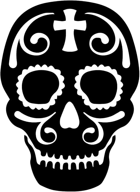 Sugar Skull Decal Notebook Car Laptop 5.5" (Black) - skull sticker