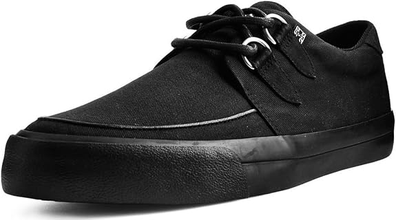 T.U.K. Twill Vegan Creeper Sneaker Shoes for Women and Men, Interlace D Ring Lace Up Shoes - sugar skull boots