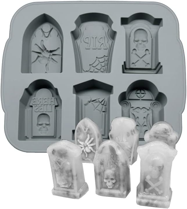 Silicone Ice Cube Trays Halloween RIP Gravestone Mold for Ice, Candy, Cake, Soap - skull ashtray
