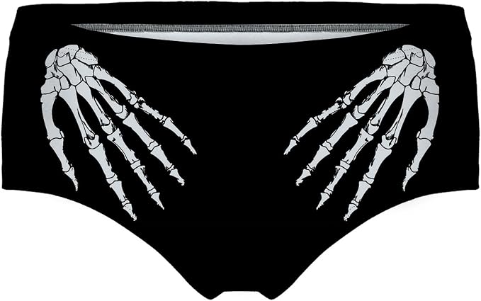 Sister Amy Women's Girls Smooth Plus Size Print Briefs Undies Underwear Panties - skull swimsuit