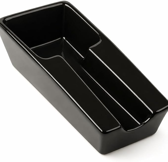 F.E.S.S. Black Ceramic Cigar Ashtray – Single Rest, Deep Basin, Non-Slip Base – 8" x 4" x 2.2" Indoor Outdoor Holder for Patio, Lounge & Man Cave - skull ashtray
