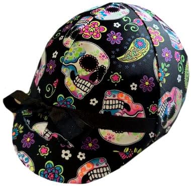 Equestrian Riding Helmet Cover - Sugar Skulls HC - skull helmet