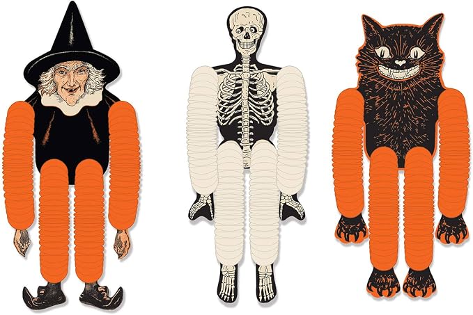 Beistle Vintage Halloween Tissue Dancers 3 Piece, 14", Multicolored - skull toilet paper