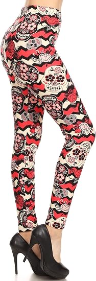 Leggings Depot High Waisted Camouflage & Multiple Print Leggings for Women - Reg, Plus, 1X3X, 3X5X - skull leggings