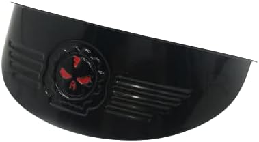 MT325-014A- Skull Black New 7" Headlight Visor Heavy Duty Thick Compatible with Harley XL XLH FXR FX - skull sticker
