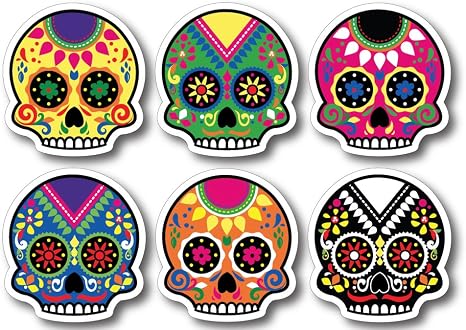 BOLDERGRAPHX 6155 Sugar Skull 6 pk Decals/Stickers 2" Skulls - skull sticker