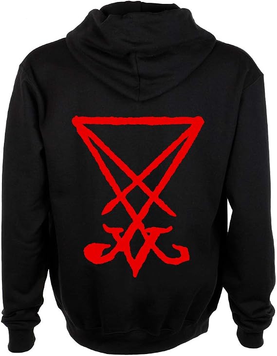 Chat Noir Sigil of Lucifer Full Zip Hoodie - Pentagram Baphomet Skull Occult Satanic Goat - skull hoodie