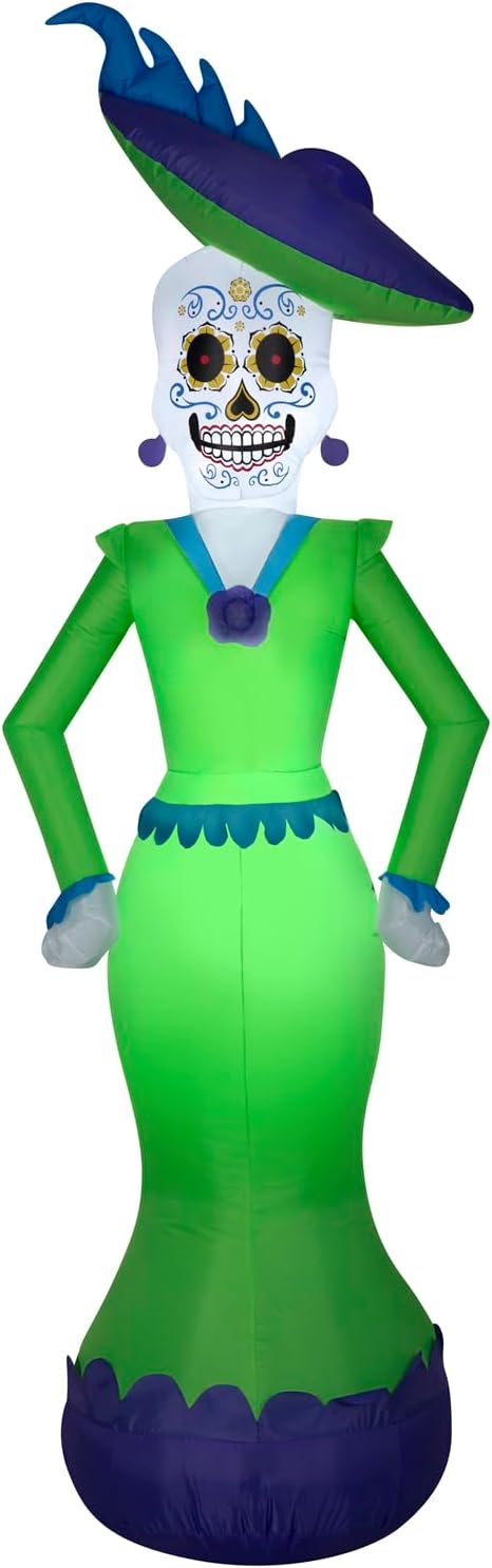 Gemmy 7' Airblown Day of the Dead Woman Halloween Inflatable - skull inflatable