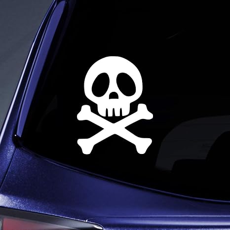 Skull Crossbones Silhouette Sticker Decal Notebook Car Laptop 5.5" (White) - skull sticker
