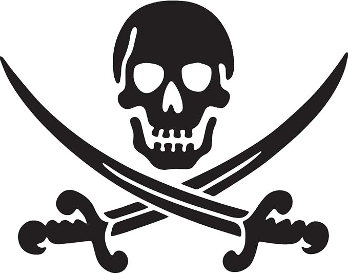 Angdest Pirate Skull Swords Crossed Comic (Black) (Set of 2) Premium Waterproof Vinyl Decal Stickers for Laptop Phone Accessory Helmet Car Window Bumper Mug Tuber Cup Door Wall Decoration - skull sticker